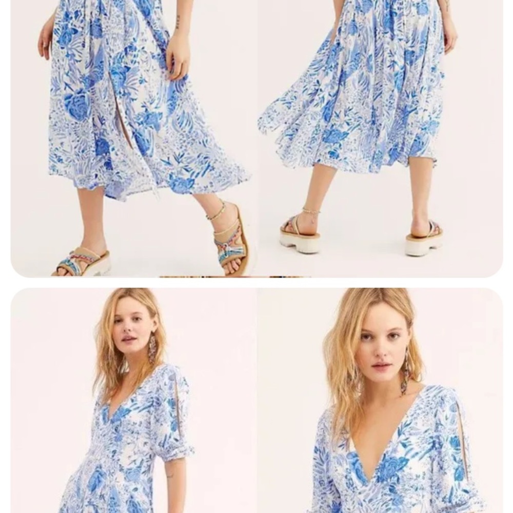 Free people blue floral dress new no tags